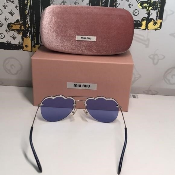 New Authentic Miu Miu Blue Cloud Sunglasses MU56U - Picture 12 of 15